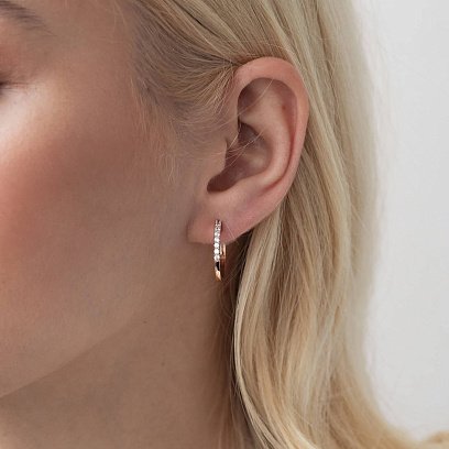 Золоті сережки - кільця з фіанітами с07712 №4