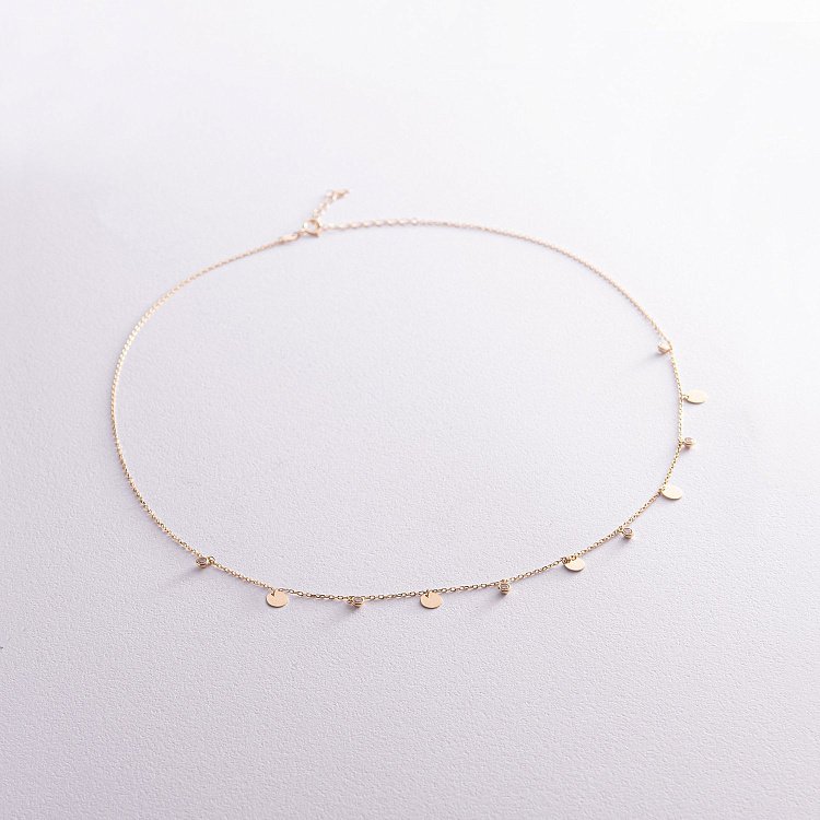 Колье "Монетки" в желтом золоте (фианиты) кол02233 от ювелирного магазина Оникс - 1