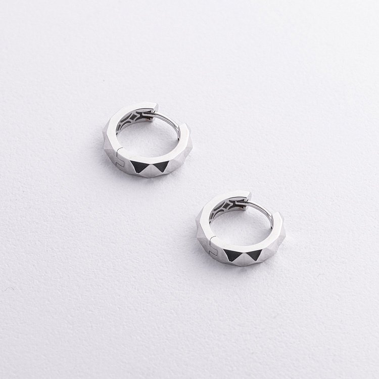 Сережки - кільця "Louise" у білому золоті с09010 від ювелірного магазину Онікс - 1