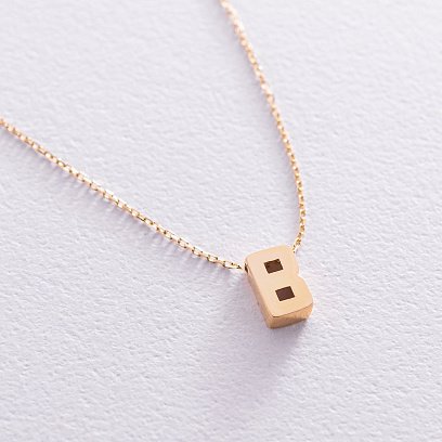 Кольє з буквою "В" в жовтому золоті кол01164В №5