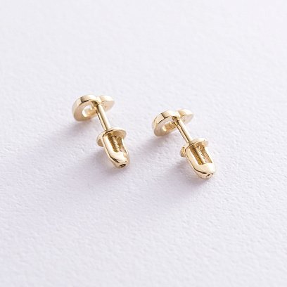 Сережки-пусети "Сердечка" в жовтому золоті с06947 №3