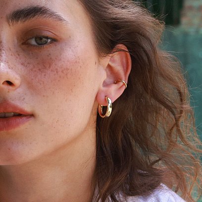 Серьга - каффа в желтом золоте с07920 №4