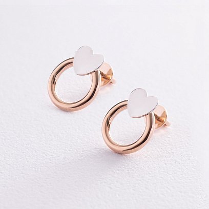 Золоті сережки - пусети "Сердечки" с08175