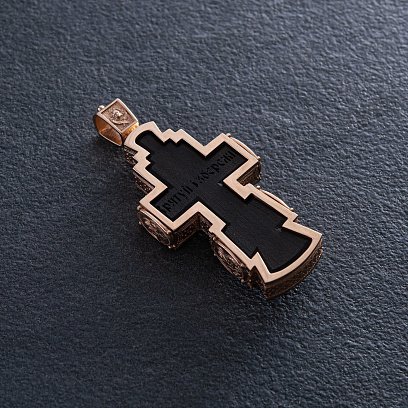 Мужской православный золотой крест из эбенового дерева п0366 №5