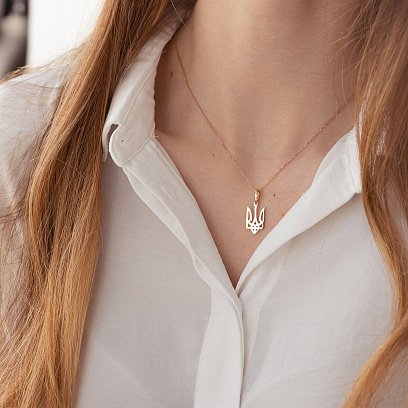 Золотая подвеска "Герб Украины - Тризуб" п03683 №2