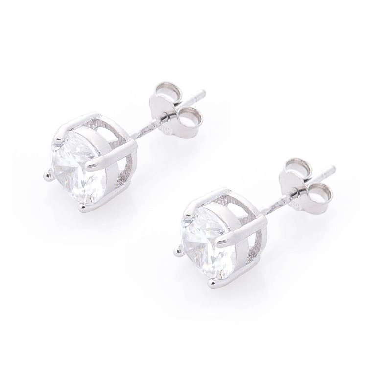 Срібні сережки-пусети з фіанітами 122332 від ювелірного магазину Онікс