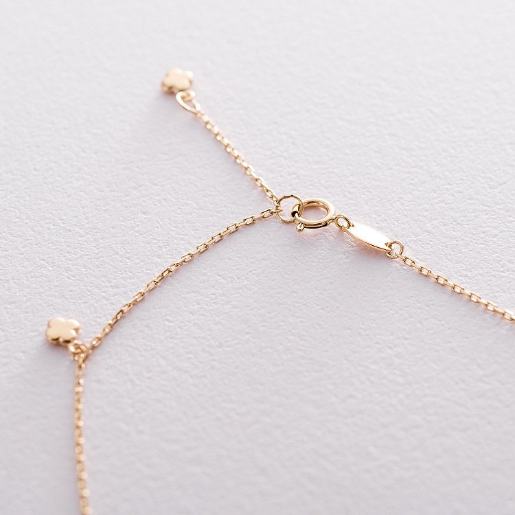 Золотий браслет на ногу "Конюшина" б04214 від ювелірного магазину Онікс - 1