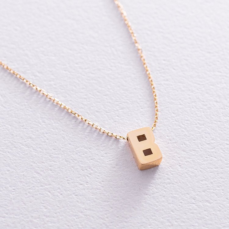 Кольє з буквою "В" в жовтому золоті кол01164В від ювелірного магазину Онікс - 6