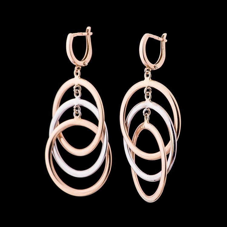 Золотые серьги "Кольца" с03303 от ювелирного магазина Оникс