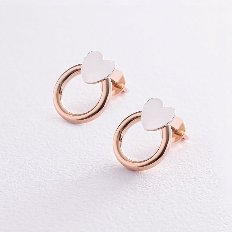 Золоті сережки - пусети "Сердечки" с08175 від ювелірного магазину Онікс