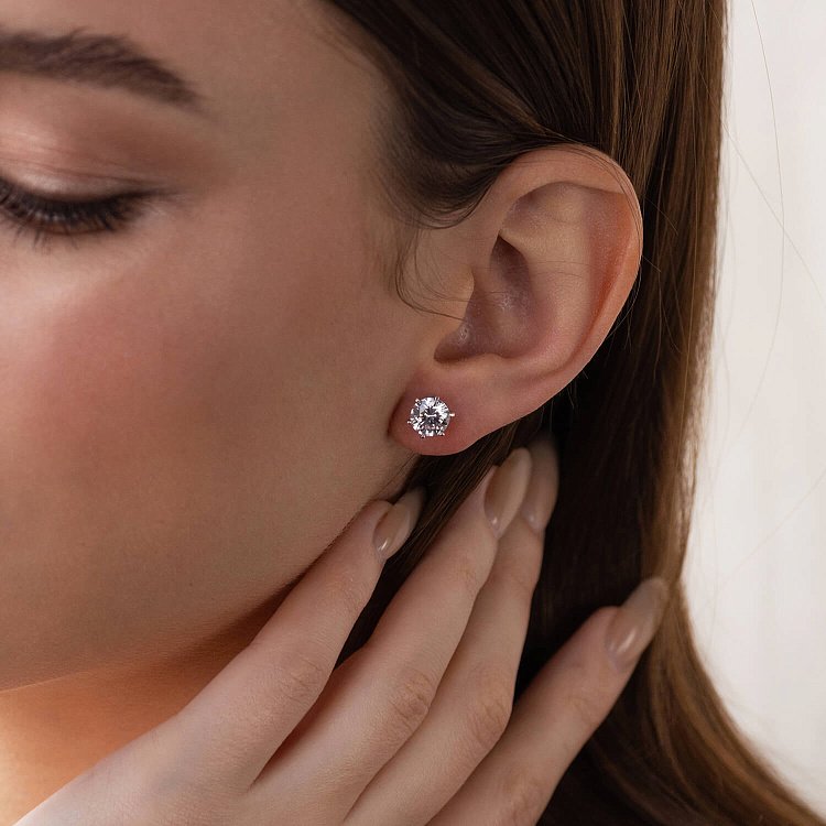 Срібні сережки - пусети (фіаніти) 121871 від ювелірного магазину Онікс - 4