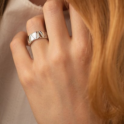 Кольцо "Jasmine" в белом золоте к08147 №4