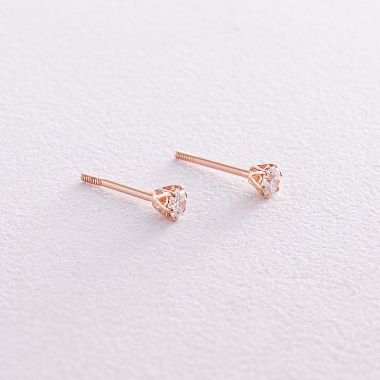 Золотые серьги - пусеты с бриллиантами сб0239 от ювелирного магазина Оникс