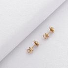 Золотые серьги-гвоздики со звездочками с06193 от ювелирного магазина Оникс - 3