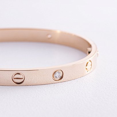 Жорсткий браслет "Love" з діамантами (жовте золото) 523453121 №7