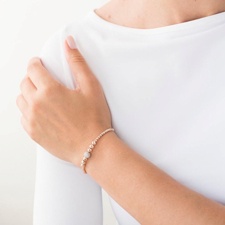 Золотий браслет з кульками (фіаніти) б03588 від ювелірного магазину Онікс - 3