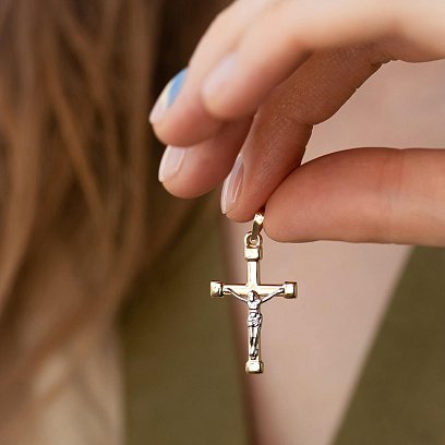 Золотий хрестик з розп'яттям п03671 №5