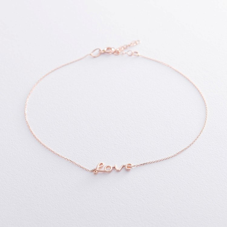 Браслет на ногу "Love" в красном золоте б04395 от ювелирного магазина Оникс - 1