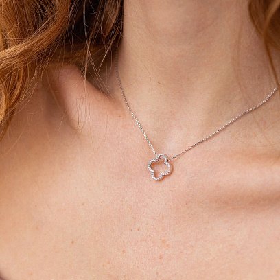 Серебряное колье "Клевер" с фианитами 908-01003 №4
