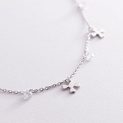 Серебряное колье "Клевер" с фианитами 181139 №4