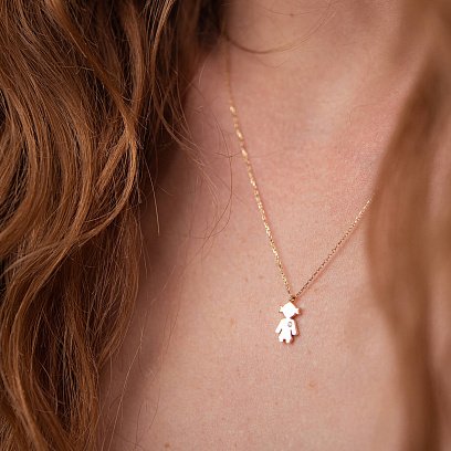 Колье "Девочка" в желтом золоте (фианит) кол02197 №2