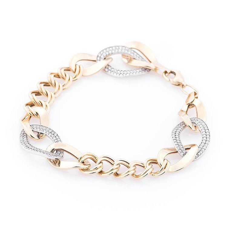 Золотой браслет с фианитами б01931 от ювелирного магазина Оникс