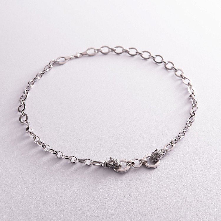 Кольє "Пантера" в білому золоті (фіаніти) кол02039 від ювелірного магазину Онікс