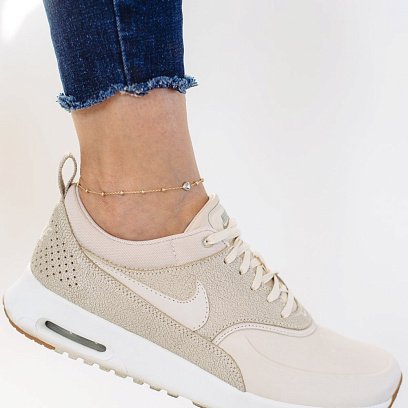 Золотой браслет на ногу с сердечками б04024 №4