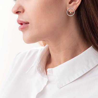 Золоті сережки - джекети "Грейс" з діамантами 102-10077 №3