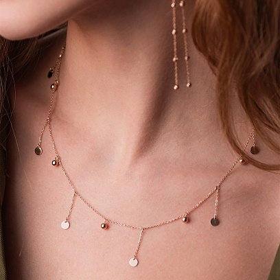 Золоте кольє "Монетки і кульки" 860389 №6