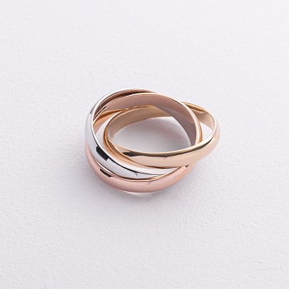 Потрійна каблучка "Trinity" (червоне, жовте, біле золото) к08254