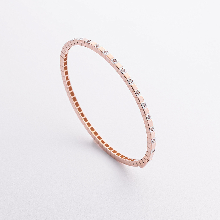 Жесткий золотой браслет "Кубики" (фианиты) б05612 от ювелирного магазина Оникс