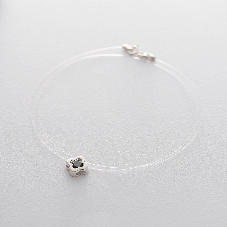 Срібне кольє "Конюшина" з фіанітом 18659 від ювелірного магазину Онікс