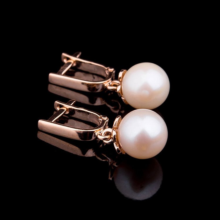 Золотые серьги с жемчугом с01518 от ювелирного магазина Оникс - 1