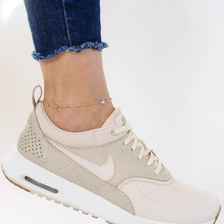 Золотой браслет на ногу с сердечками б04024 от ювелирного магазина Оникс - 3