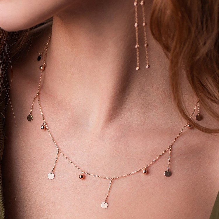 Золоте кольє "Монетки і кульки" 860389 від ювелірного магазину Онікс - 8