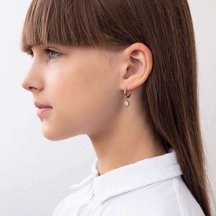 Золоті дитячі сережки "Квіточка" с04810 від ювелірного магазину Онікс - 1