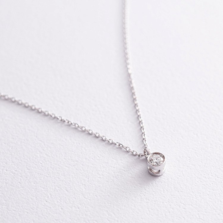 Колье в белом золоте с бриллиантом 718891121 от ювелирного магазина Оникс - 2