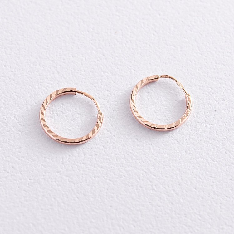 Сережки - кільця в червоному золоті (1.2 см) с03380 від ювелірного магазину Онікс