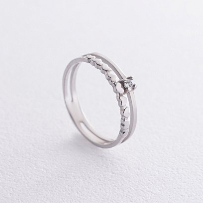 Срібна заручальна каблучка з середечками (фіаніти) 7067