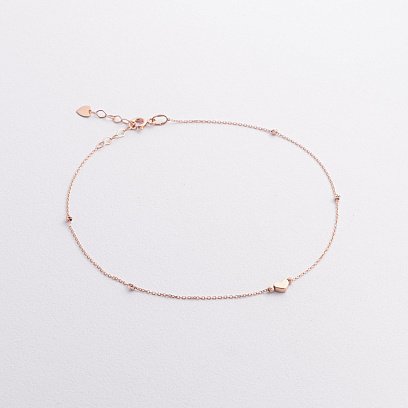 Браслет "Сердечко" у червоному золоті (на ногу) б05347