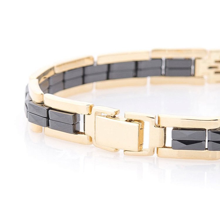 Золотий браслет (кераміка, фіаніт) б04051 від ювелірного магазину Онікс - 2