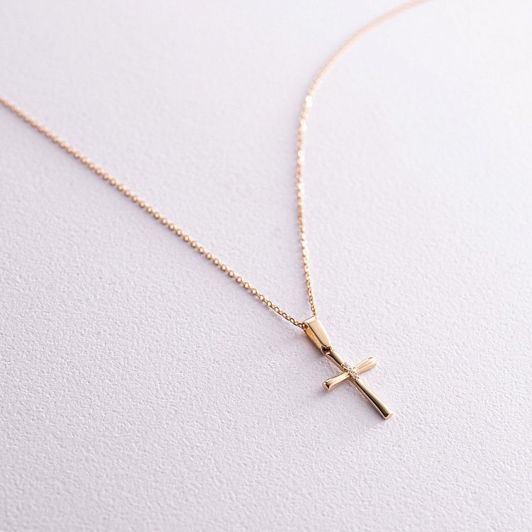 Золотое колье "Крестик" с фианитами кол02202 от ювелирного магазина Оникс - 6