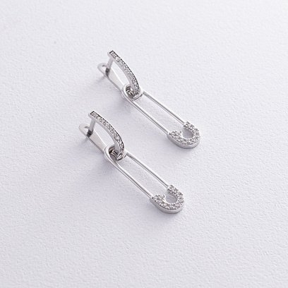 Серебряные серьги "Булавки" с фианитами 1063