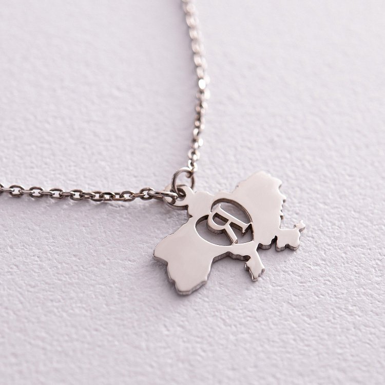 Колье "Я люблю Украину" в серебре 4036 от ювелирного магазина Оникс - 2