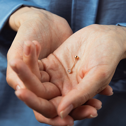 Золотий пірсинг у пупок (фіаніти) пир00268 №2