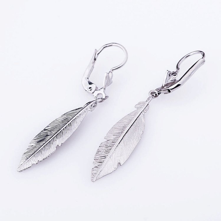 Срібні сережки "Пір'я" 121875 від ювелірного магазину Онікс - 1