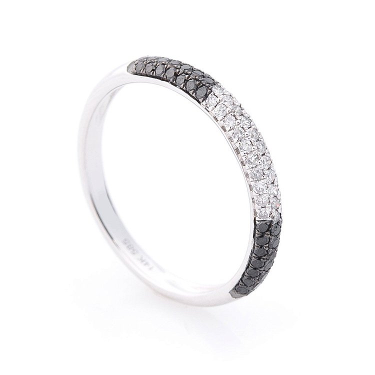 Золотий перстень з чорними і білими діамантами кб0173he від ювелірного магазину Онікс