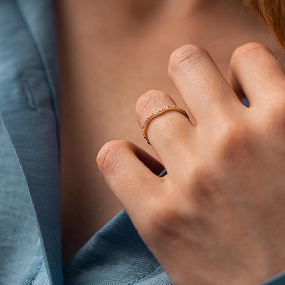 Каблучка "Особлива" з фіанітами (жовте золото) к07467 №10