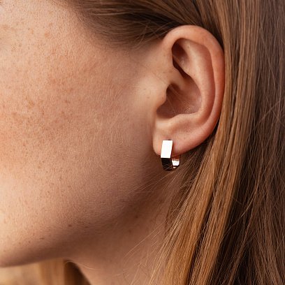 Серьги "Шестиугольники" в красном золоте с07995 №2